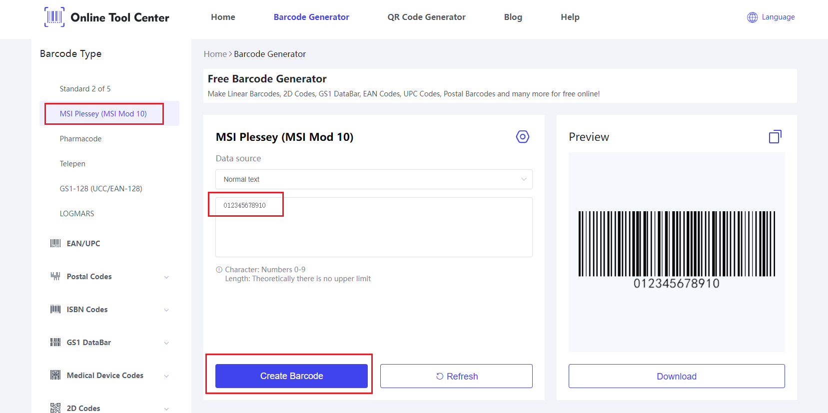 MSI Plessey Barcode.png erstellen