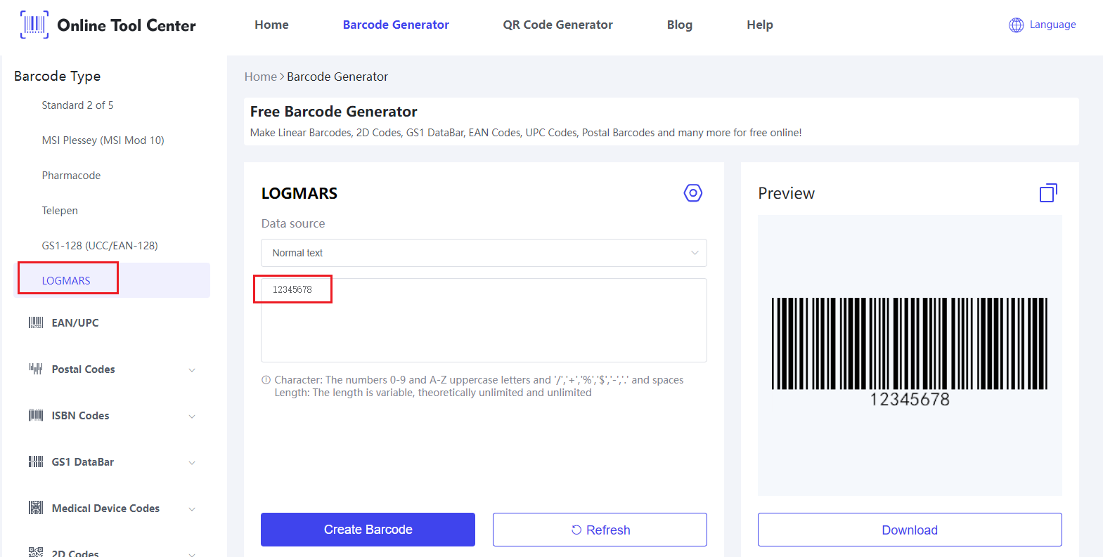 LOGMARS barcodes.png erstellen