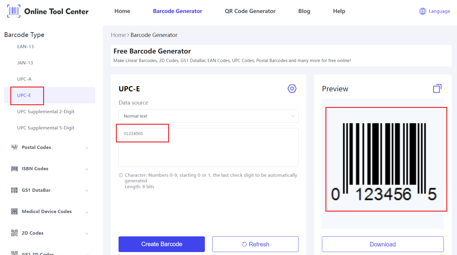 UPC E Barcode generator.png