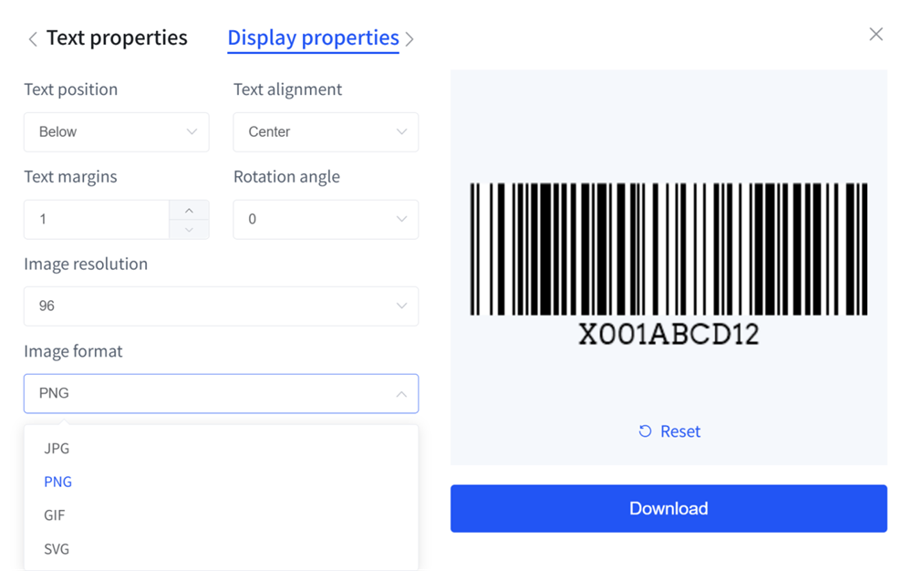 Barcode-Generator mit verschiedenen Bildformaten