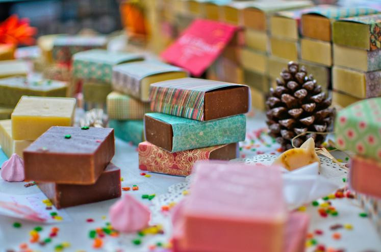 Coloderful handmade soap bars stacked