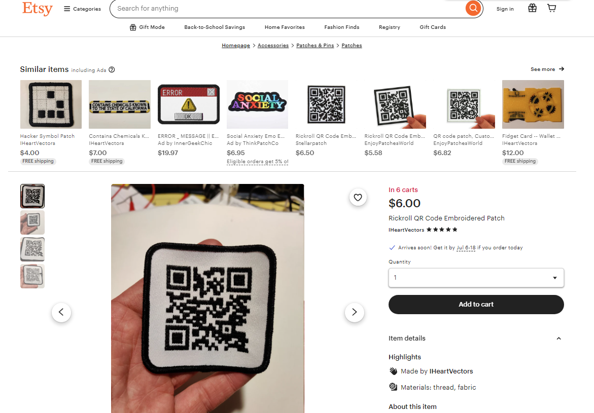 Sticked qr code rick roll von Etsy.png