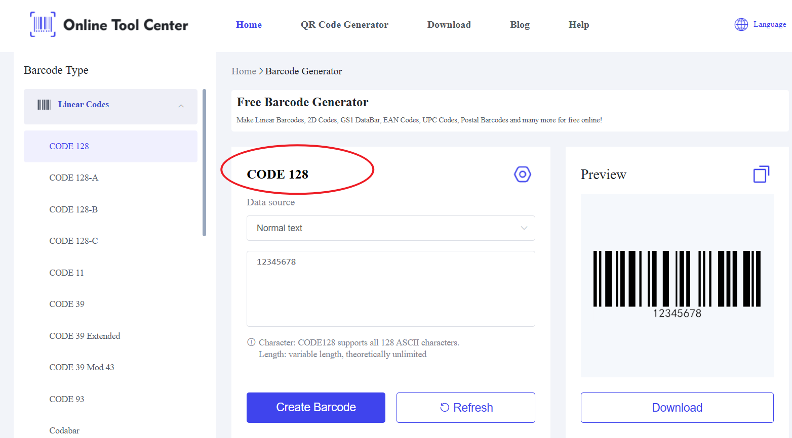 Code 128 Barcode Generator