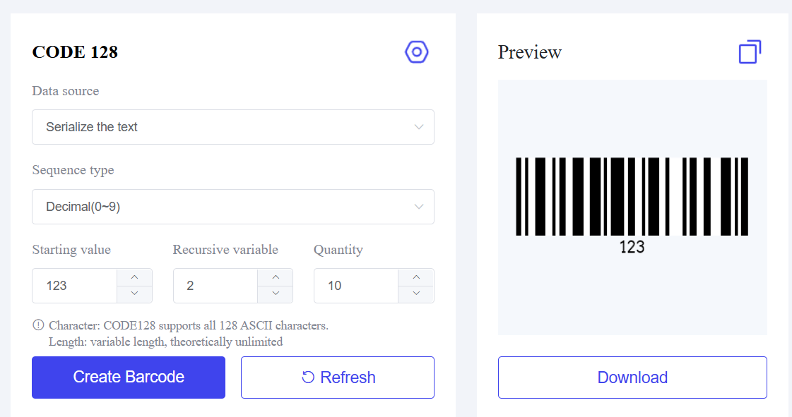 Seriennummer Barcode Generator