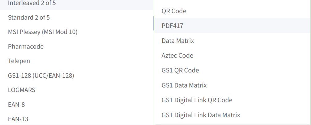 supported 1d 2d barcode formats unterstützte 1d 2d Barcode Formate