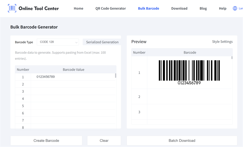Bulk Barcode Generator