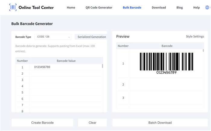 Bulk Barcode Generator