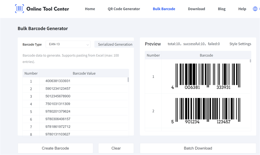 Bulk Barcode Generation
