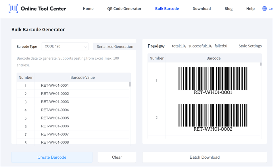 erate barcodes for product returns Erate Barcodes für Produktrückgänge