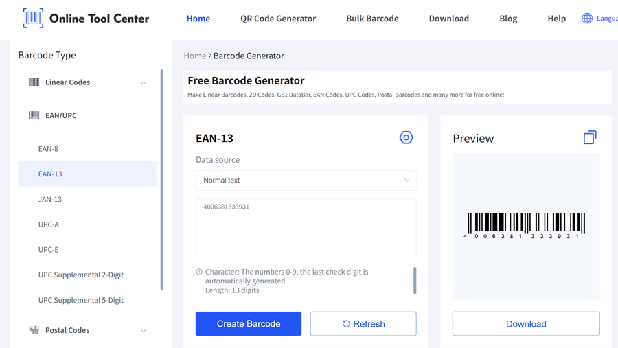 GTIN 13 Barcode-Generation
