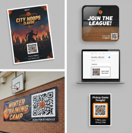 Verwendung von Basketball QR Codes