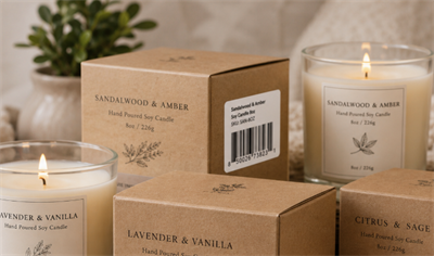Handgefertigte Kerze mit Barcode