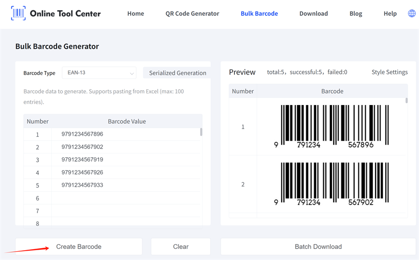 Massengenerierung von EAN-Barcodes