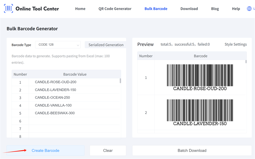 Massengeneren Seifenprodukt Barcodes