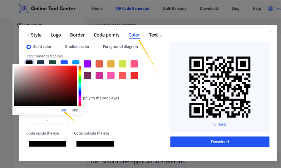 QR-Code Farbsettie