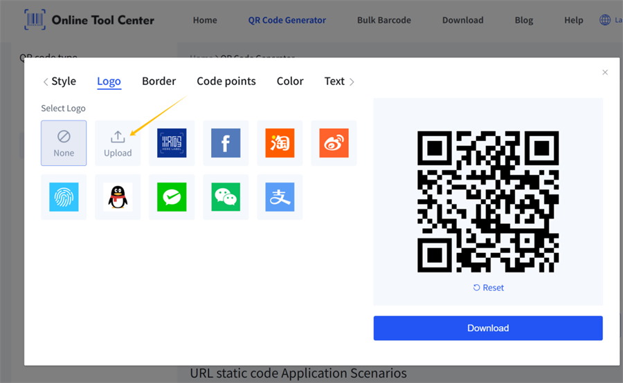 Logo in QR Code Generator hochladen