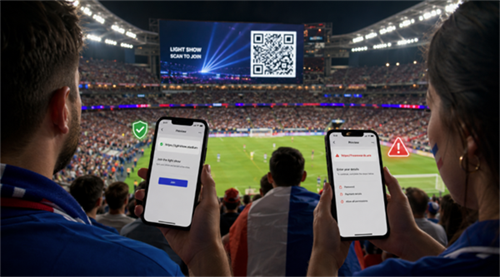 QR-Code bei einem WM-Spiel scannen