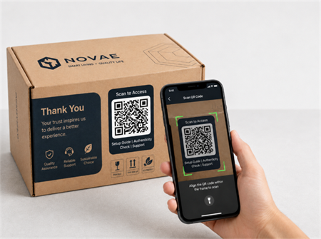 QR-Code auf der Verpackungsbox scannen
